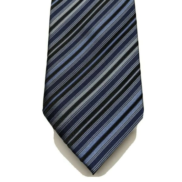 Calvin Klein Other - Calvin Klein Striped Silk Necktie Black and Blue S